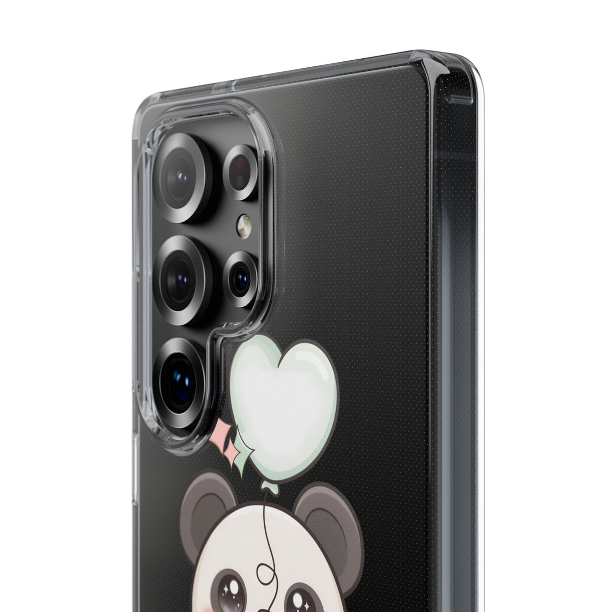 Kawaii Panda Clear Phone Case with Balloon
