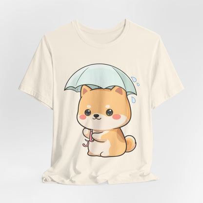 Kawaii Shiba Inu Umbrella T-Shirt for Rainy Day Fans