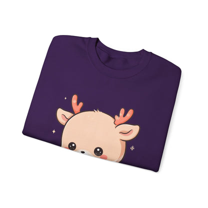 Kawaii Christmas Reindeer Sweatshirt, Cute Holiday Crewneck
