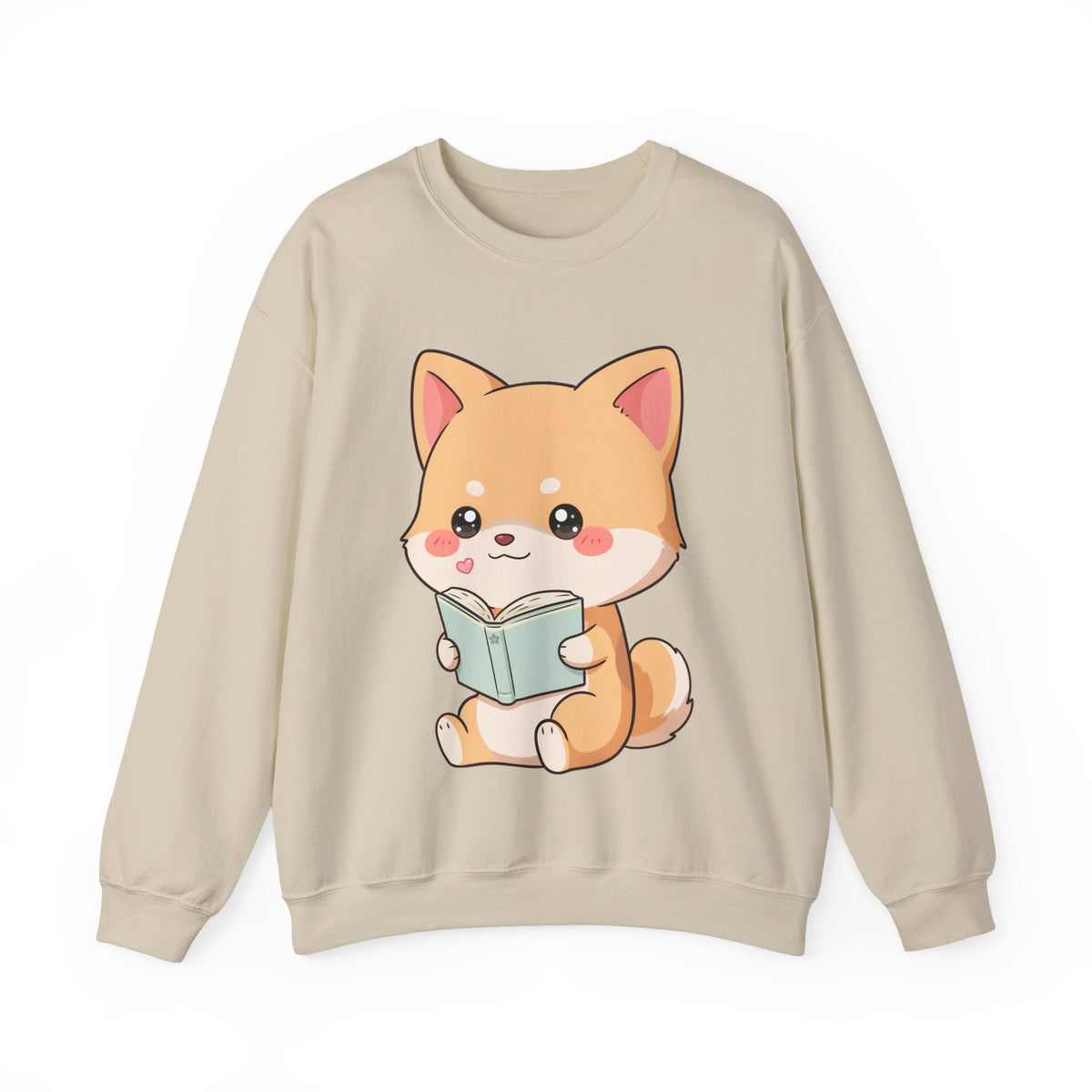 Reading Shiba Inu Sweatshirt, Cute Kawaii Book Lover Gift