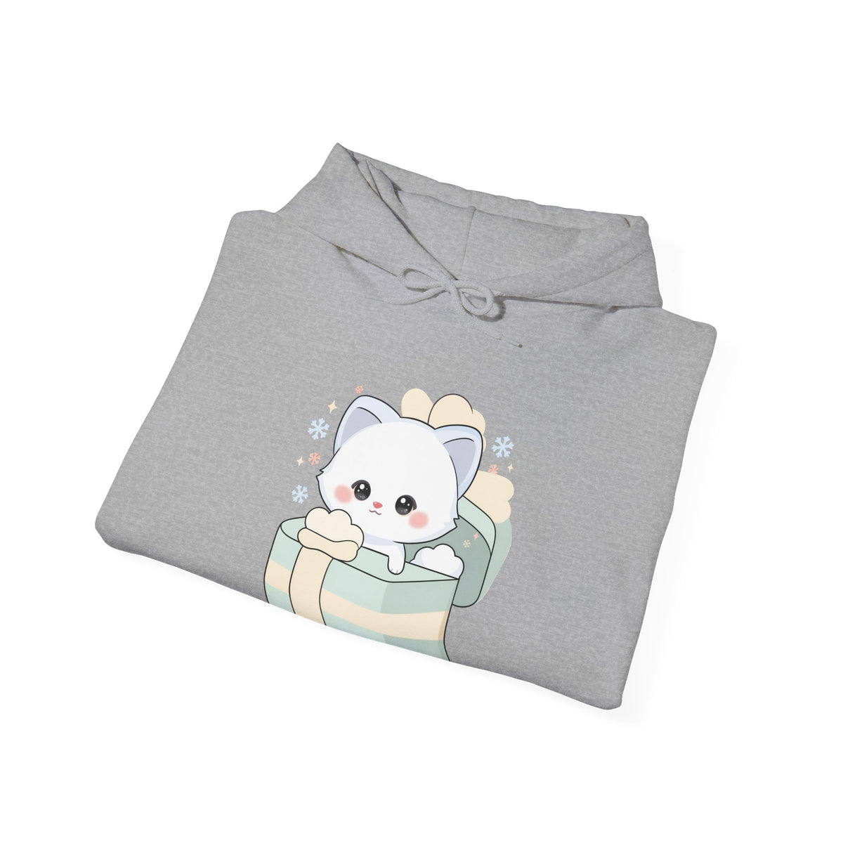 Kawaii Arctic Fox Hoodie, Cute Gift Box Sweatshirt
