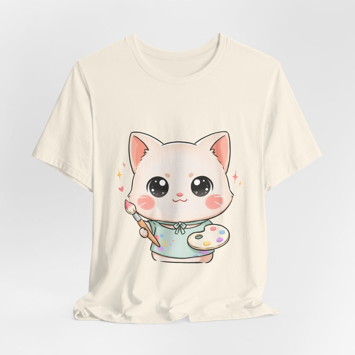 Kawaii Cat Artist T-Shirt for Creative Cat Lovers