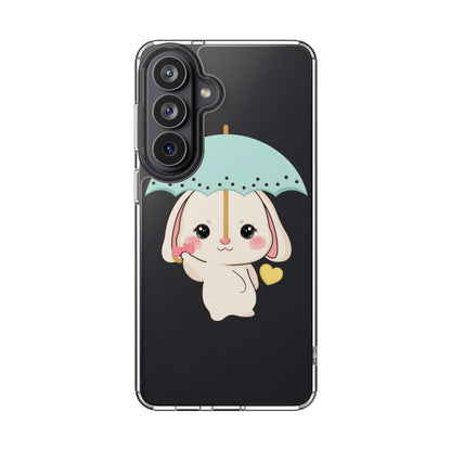 Kawaii Bunny Phone Case with Umbrella | Cute Clear Case