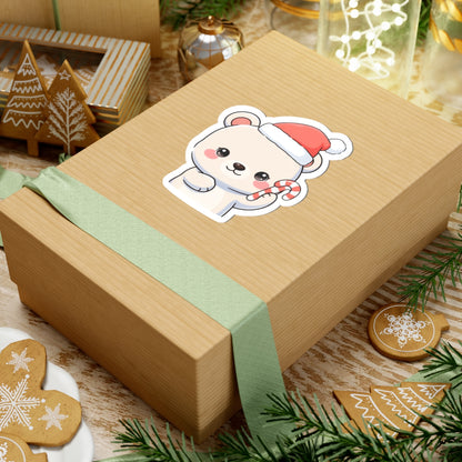 Christmas Polar Bear Sticker, Cute Kawaii Holiday Gift
