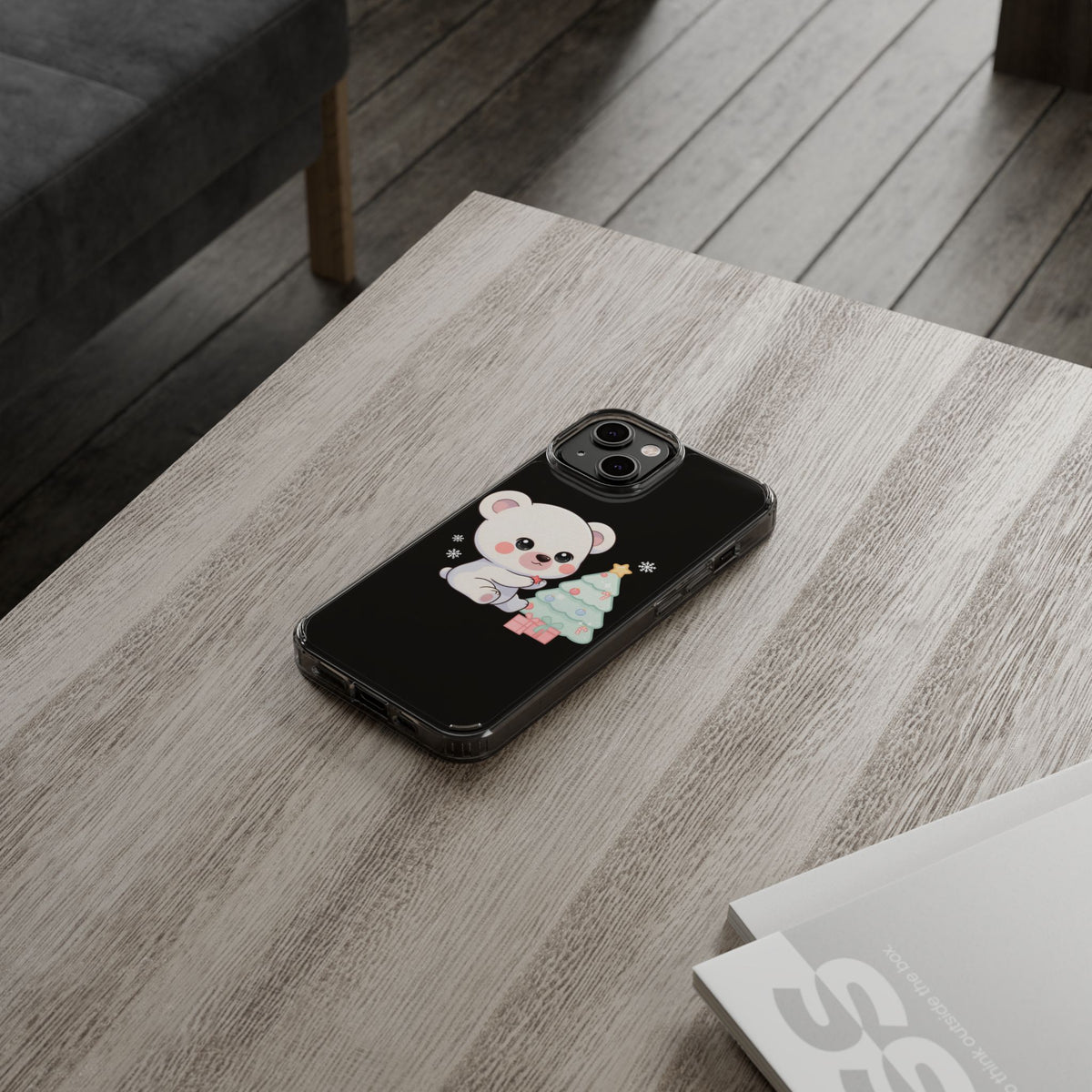 Christmas Polar Bear Phone Case, Kawaii Holiday Accessory