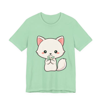 Christmas Fox T-Shirt, Cute Mistletoe Kawaii Tee