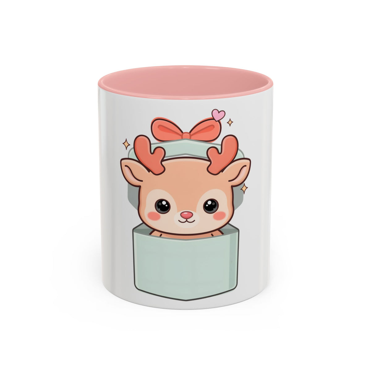 Kawaii Reindeer Christmas Mug, 11oz or 15oz Accent Coffee Mug