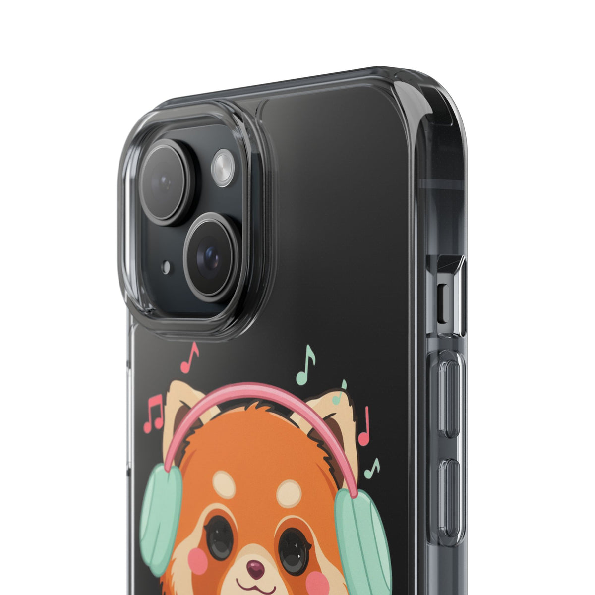 Red Panda Phone Case, Kawaii Music Lover Clear Case