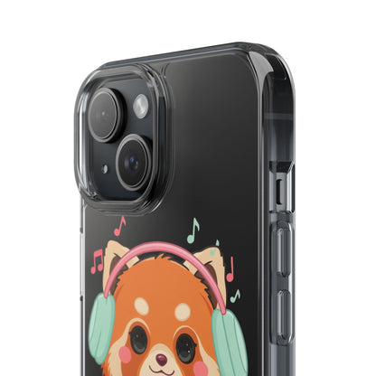 Red Panda Phone Case, Kawaii Music Lover Clear Case