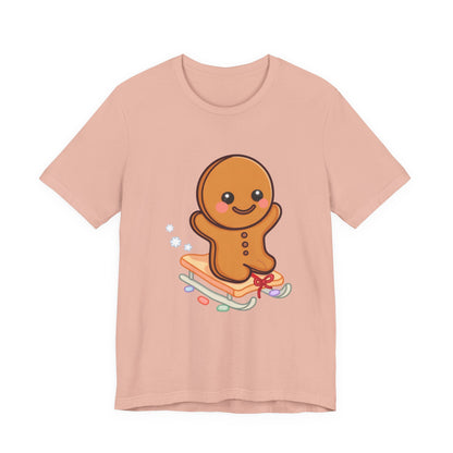 Gingerbread Man T-Shirt – Kawaii Holiday Sledding