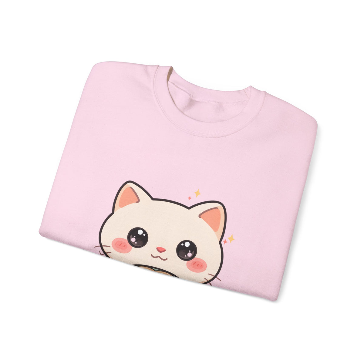 Kawaii Latte Cat Sweatshirt, Cute Chibi Coffee Cat Crewneck