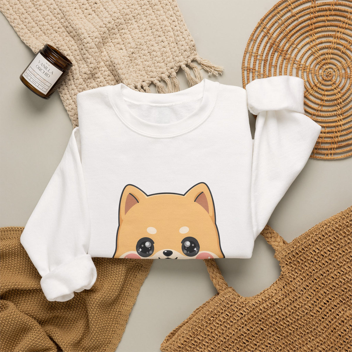 Kawaii Shiba Inu Skateboard Sweatshirt, Cute Dog Lover Gift