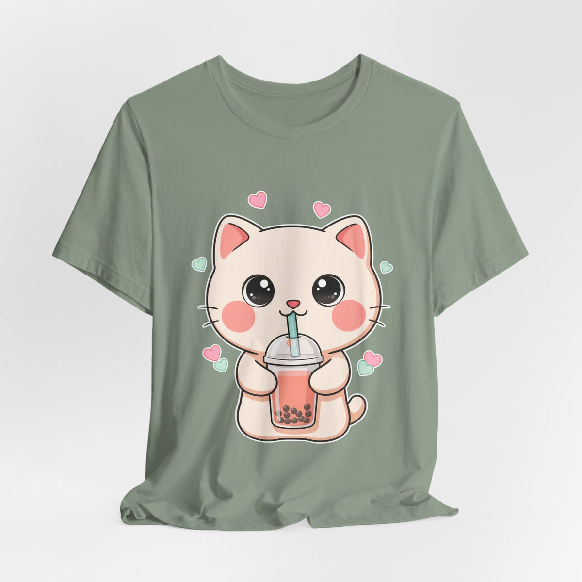 Kawaii Bubble Tea Cat T-Shirt for Cat and Boba Lovers