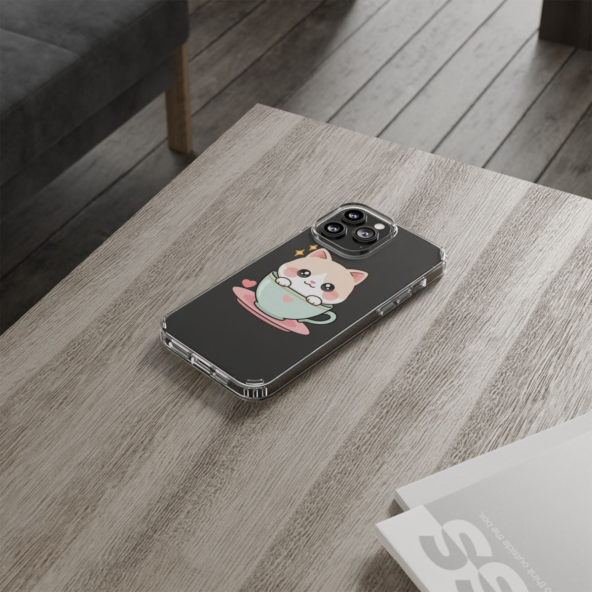 Kawaii Cat Phone Case, Cute Teacup Kitty Gift