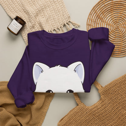Christmas Cookie Fox Sweatshirt, Kawaii Arctic Fox Crewneck