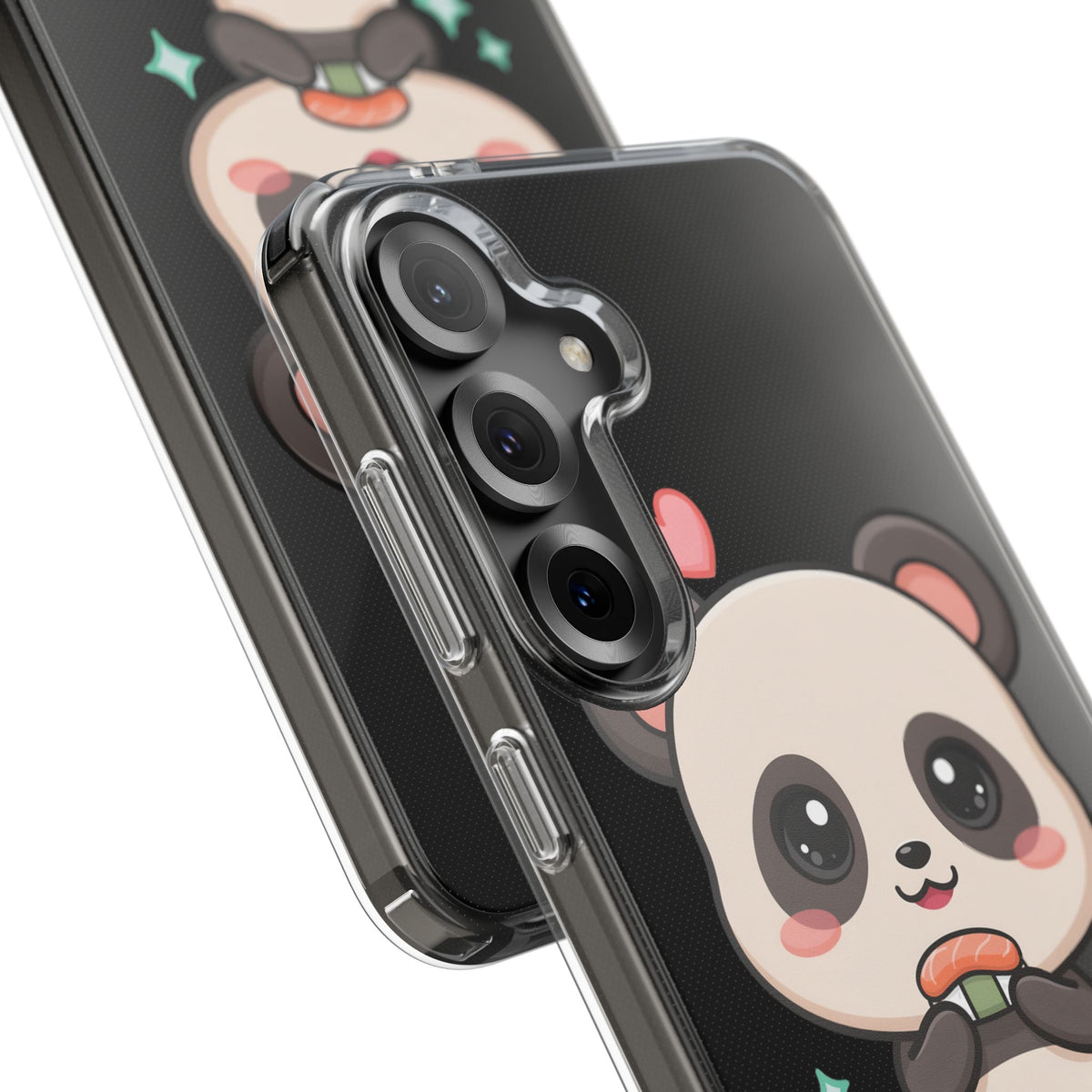 Kawaii Panda Sushi Phone Case, Clear Impact-Resistant Case