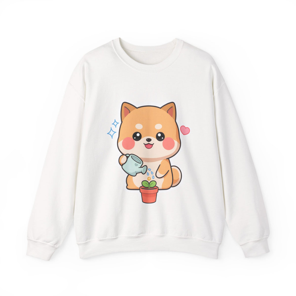 Kawaii Shiba Inu Sweatshirt, Cute Plant Lover Crewneck
