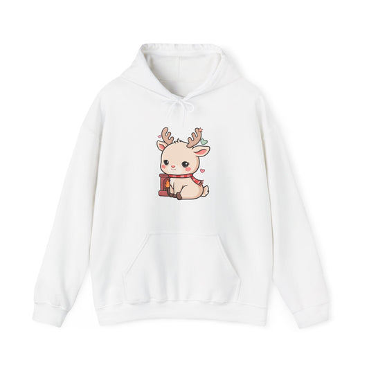 Kawaii Reindeer Hoodie, Cozy Holiday Sweatshirt