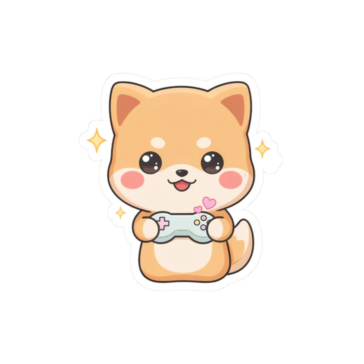 Kawaii Gamer Shiba Inu Kiss-Cut Sticker