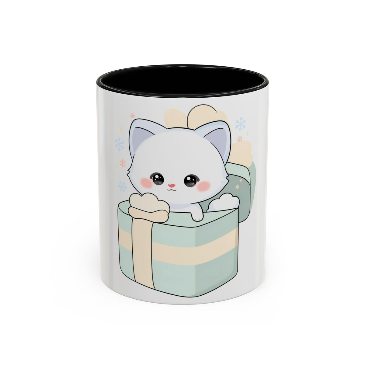 Kawaii Arctic Fox Mug, Cute Gift Box Accent Coffee Mug