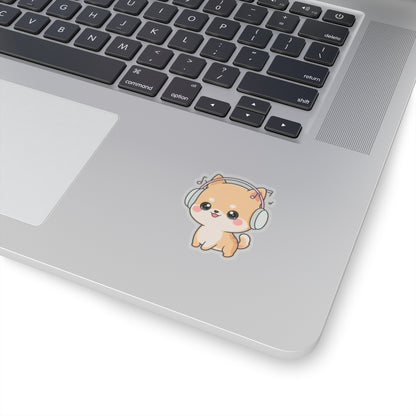 Kawaii Shiba Inu Music Sticker for Journals and Laptops