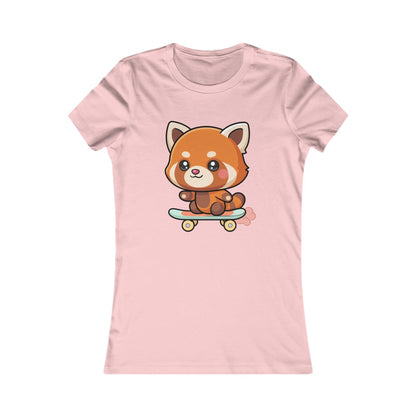 Kawaii Red Panda Skateboard Tee for Women