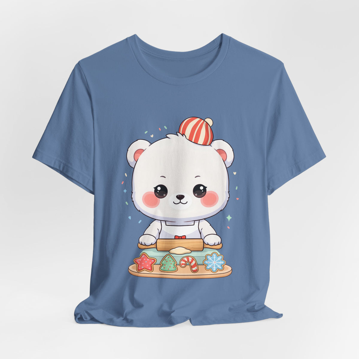Christmas Cookie Baking Polar Bear Tee, Kawaii Holiday Shirt