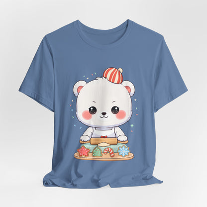 Christmas Cookie Baking Polar Bear Tee, Kawaii Holiday Shirt