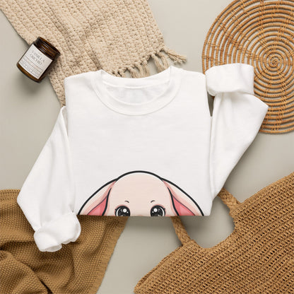 Kawaii Bunny Sweatshirt Hugging a Strawberry
