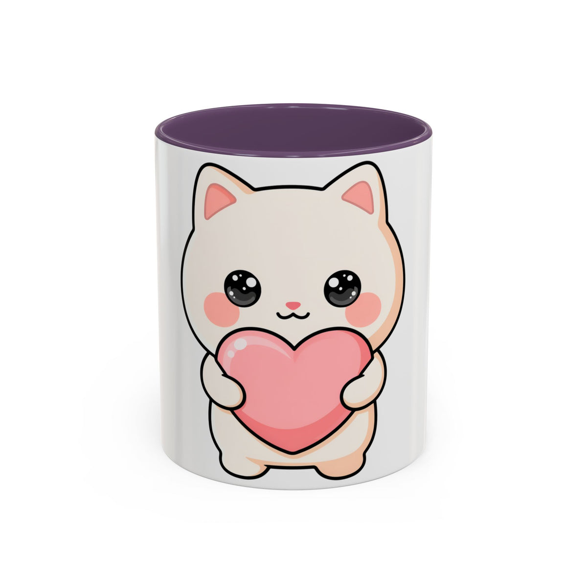 Kawaii Cat Heart Accent Coffee Mug for Sweet Morning Sips