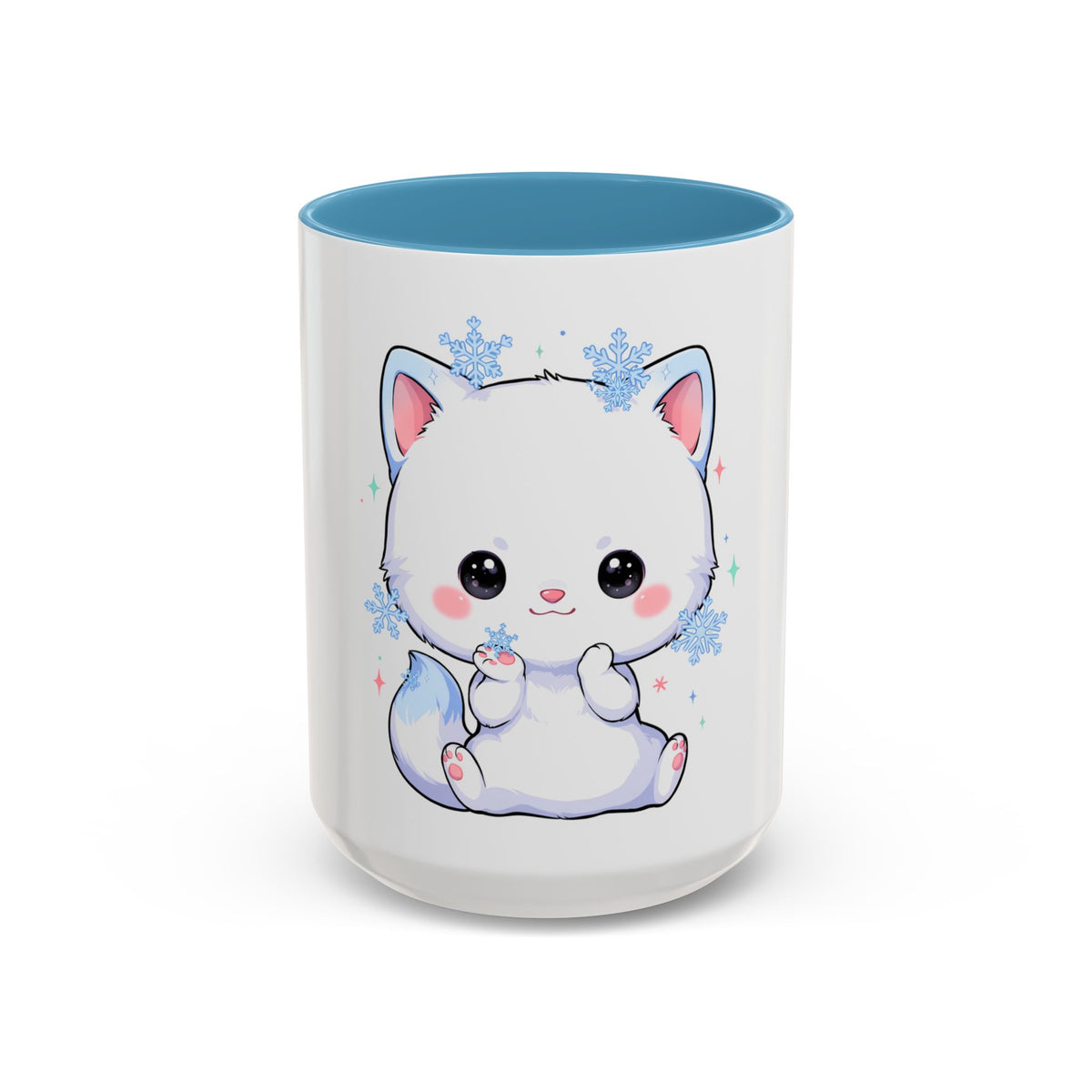 Kawaii Arctic Fox Accent Coffee Mug for Cozy Mornings