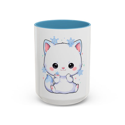 Kawaii Arctic Fox Accent Coffee Mug for Cozy Mornings