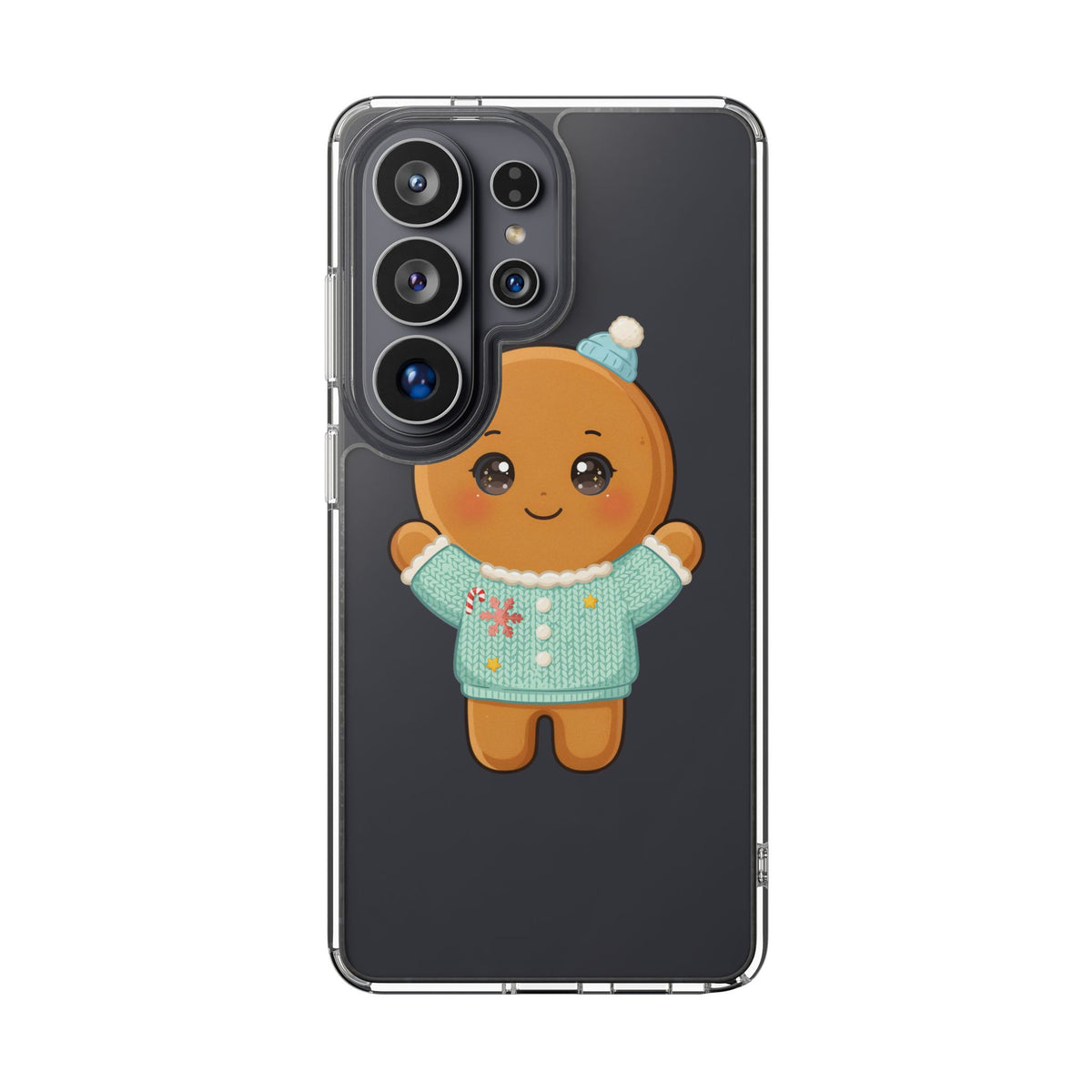 Kawaii Gingerbread Phone Case, Cute Christmas Sweater Cookie