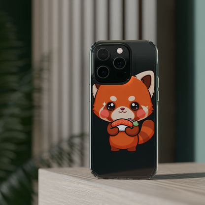 Red Panda Sushi Phone Case, Cute Kawaii Clear Case