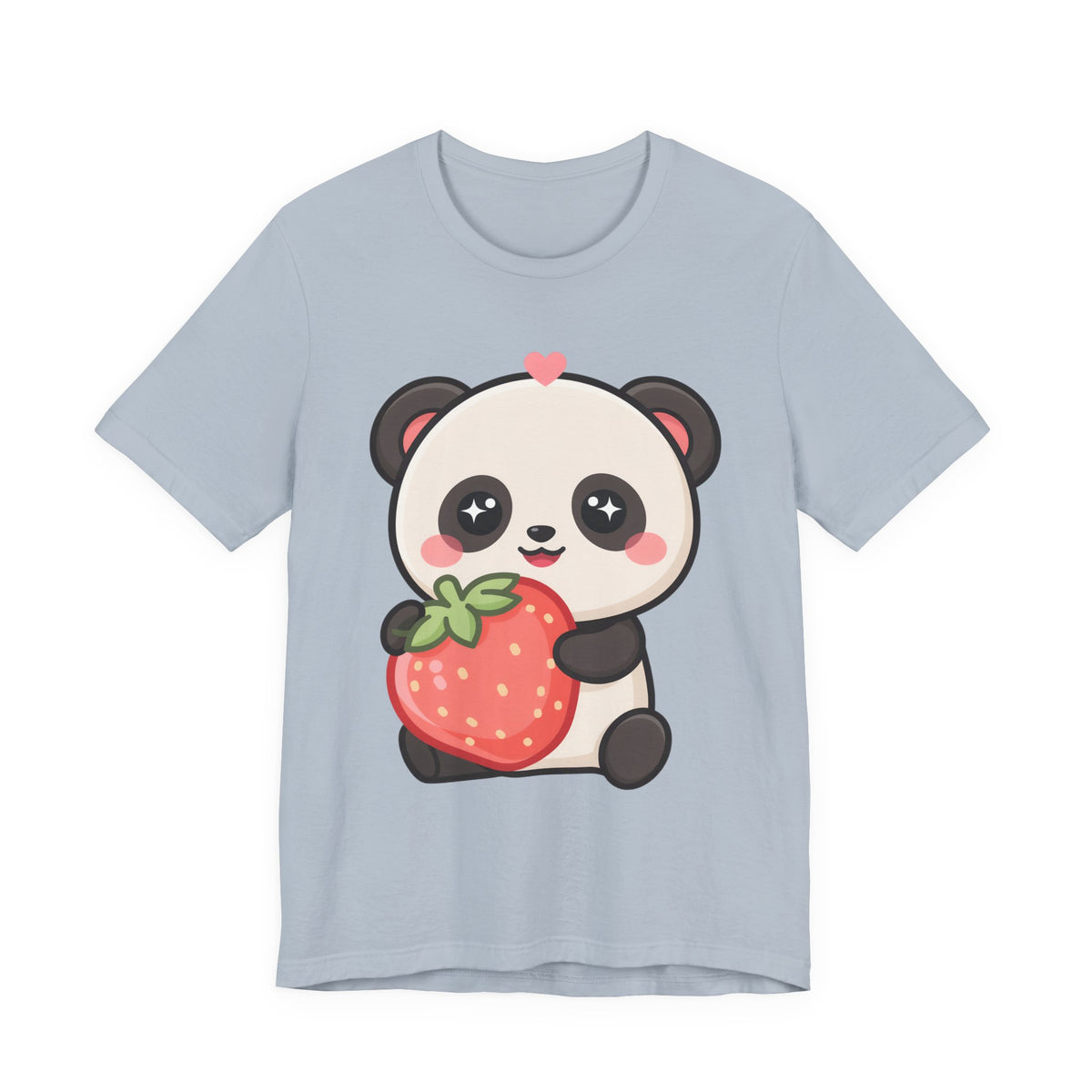 Kawaii Panda Strawberry T-Shirt – Sweet Chibi Animal Tee