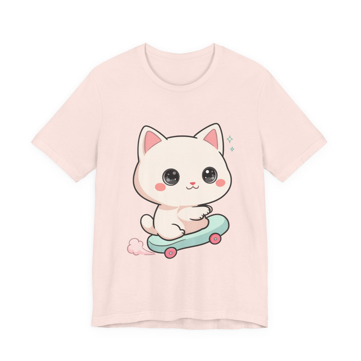 Kawaii Skateboarding Cat T-Shirt – Cute Chibi Kitty Tee