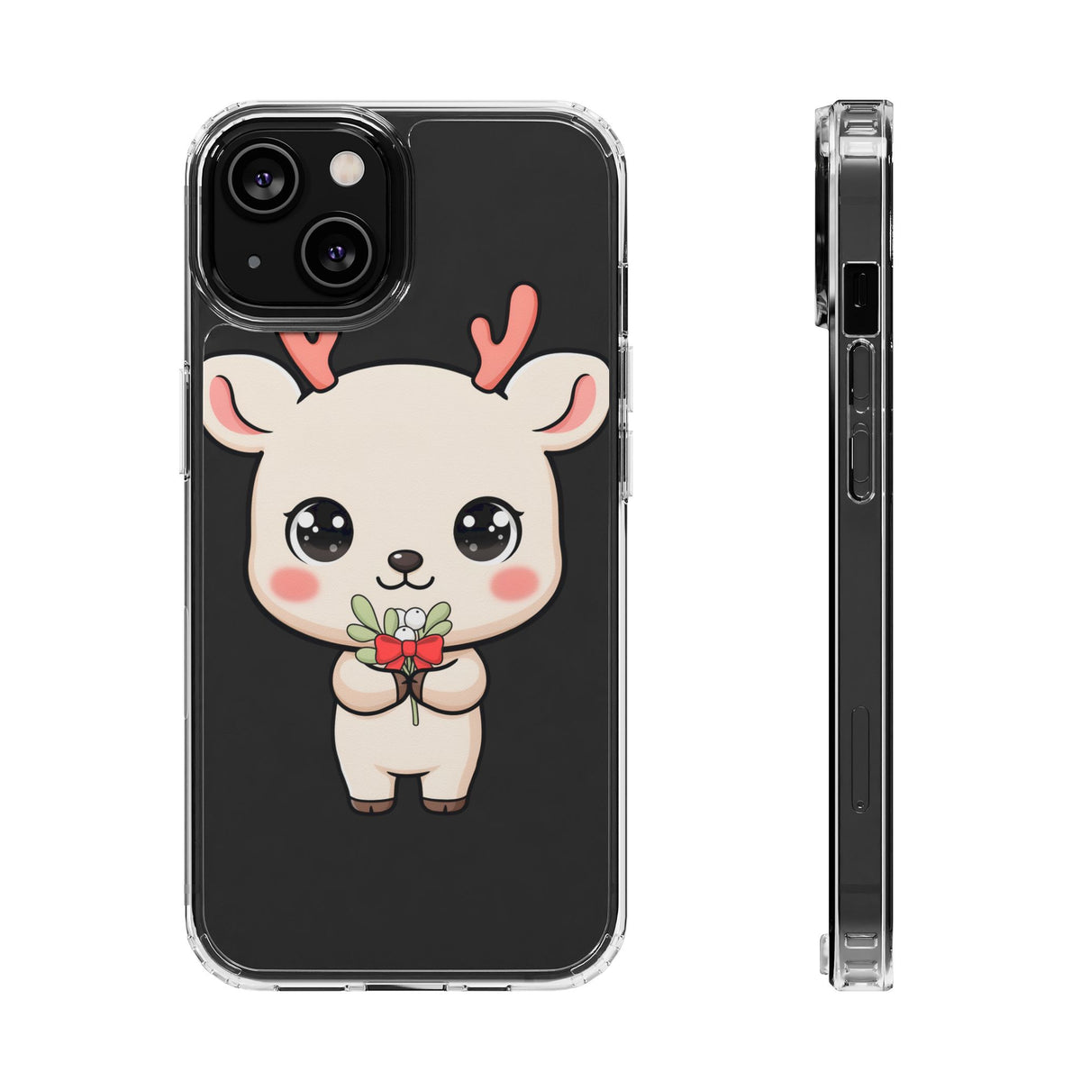 Kawaii Christmas Reindeer Clear Phone Case Gift