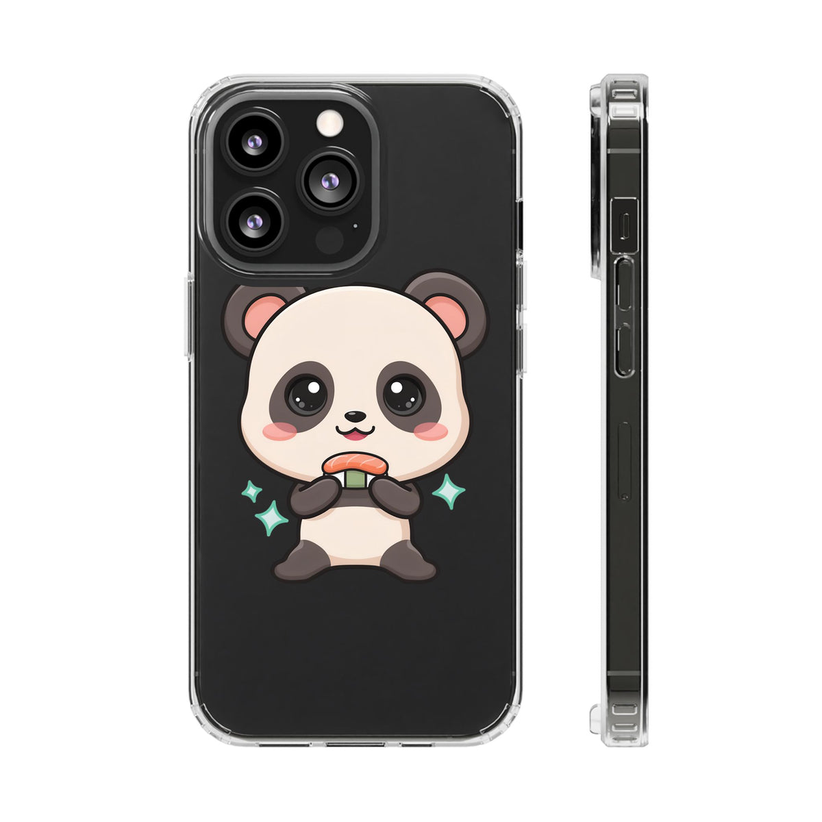 Kawaii Panda Sushi Phone Case, Clear Impact-Resistant Case