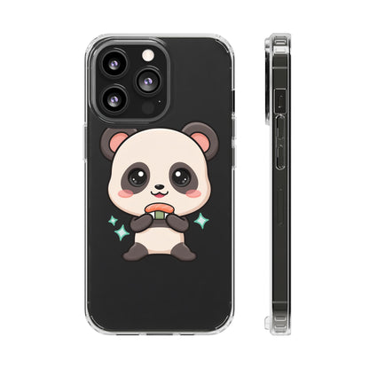 Kawaii Panda Sushi Phone Case, Clear Impact-Resistant Case