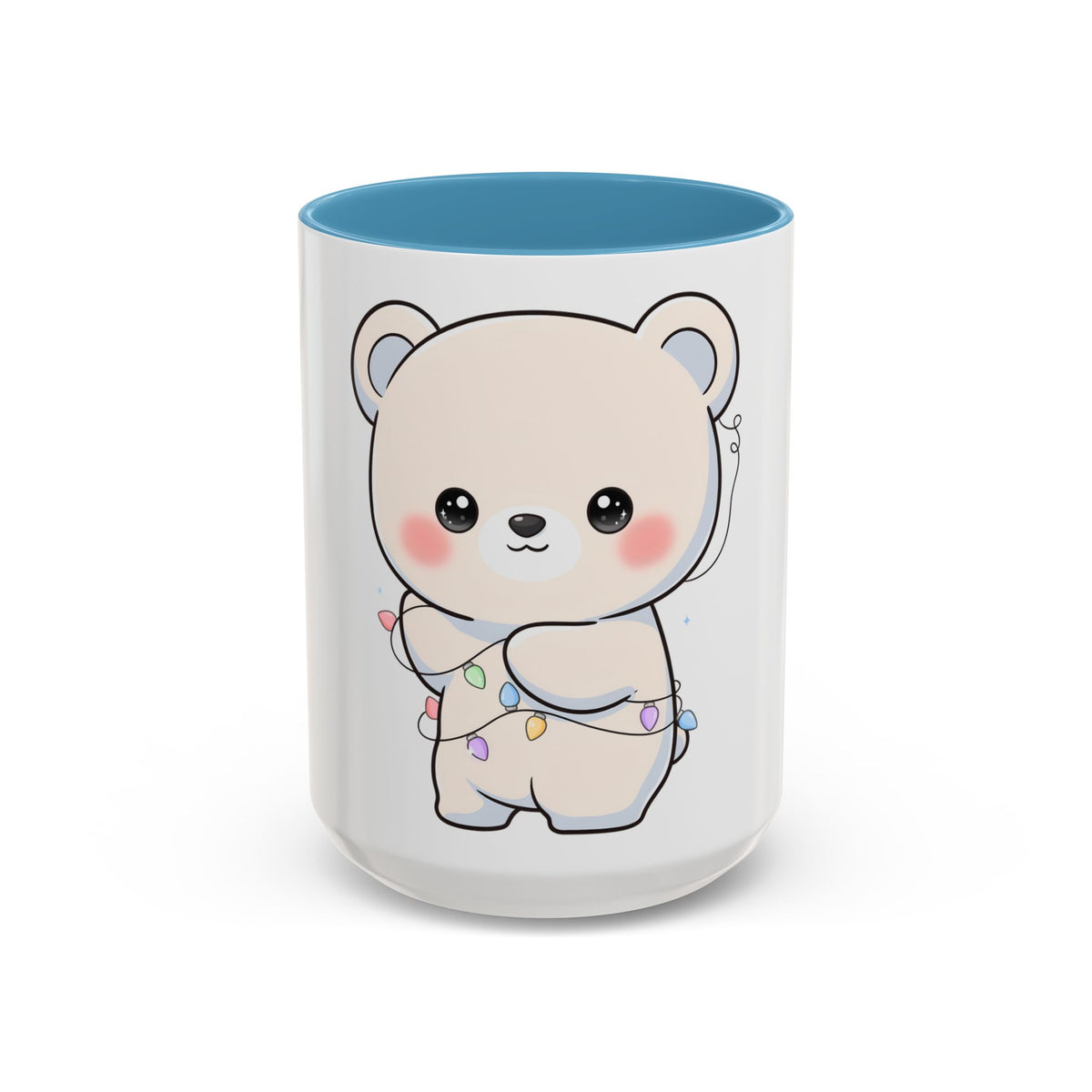 Kawaii Polar Bear Mug, Festive Holiday Gift