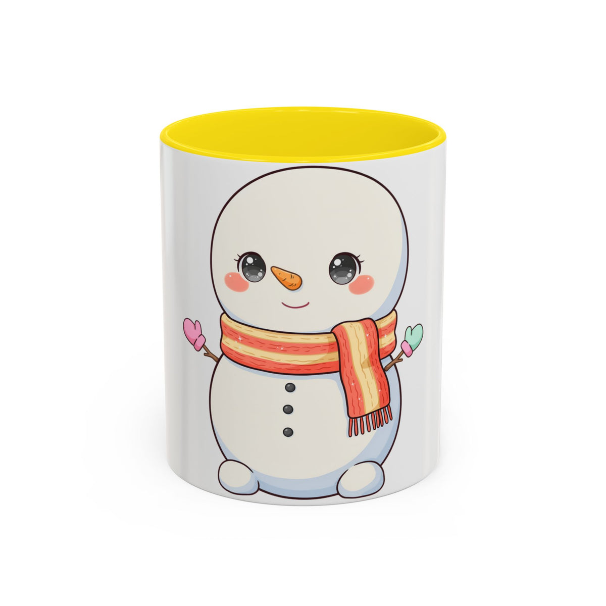 Kawaii Snowman Christmas Mug, Cute Holiday Accent Coffee Mug