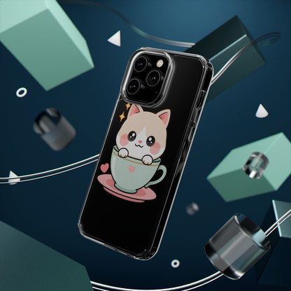Kawaii Cat Phone Case, Cute Teacup Kitty Gift