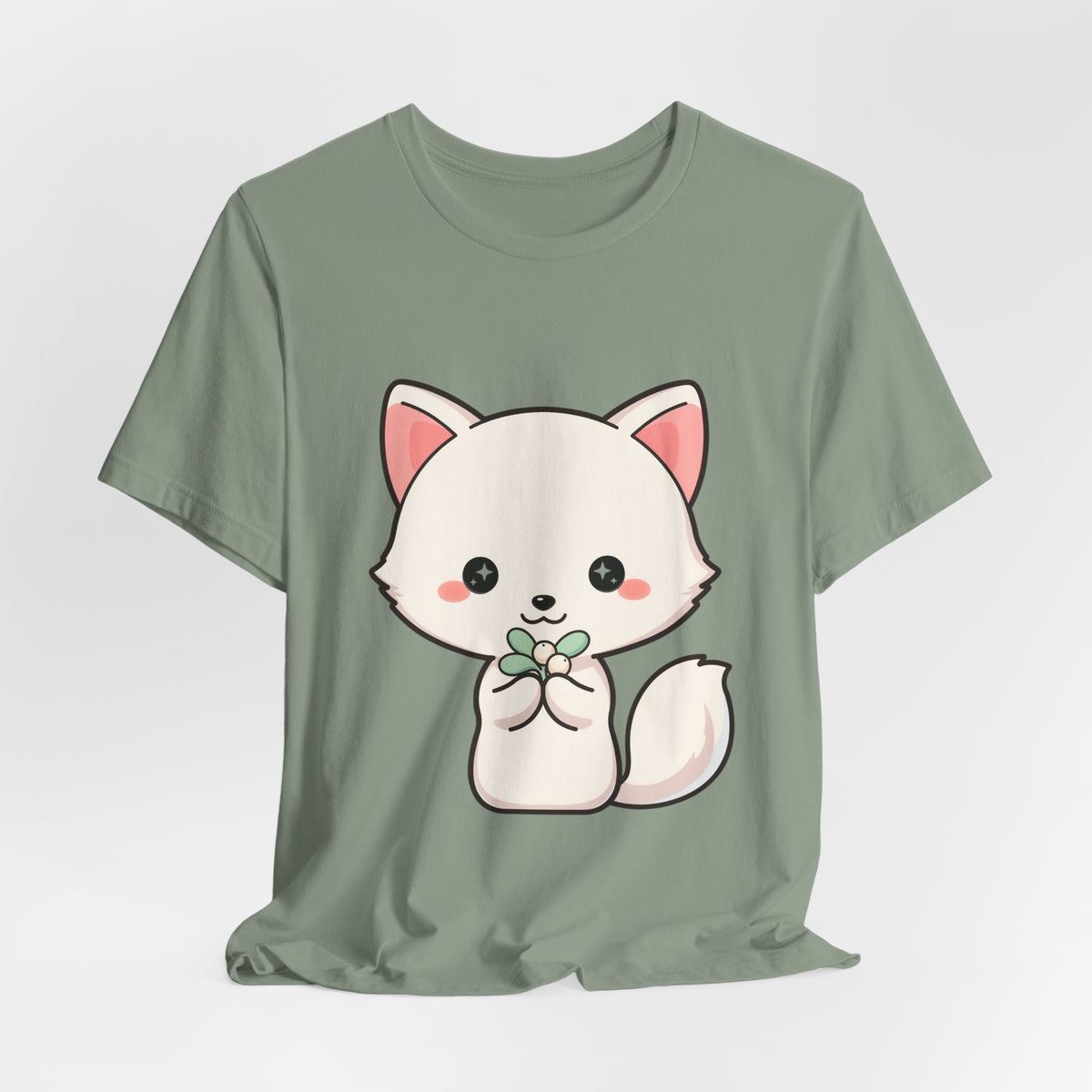 Christmas Fox T-Shirt, Cute Mistletoe Kawaii Tee