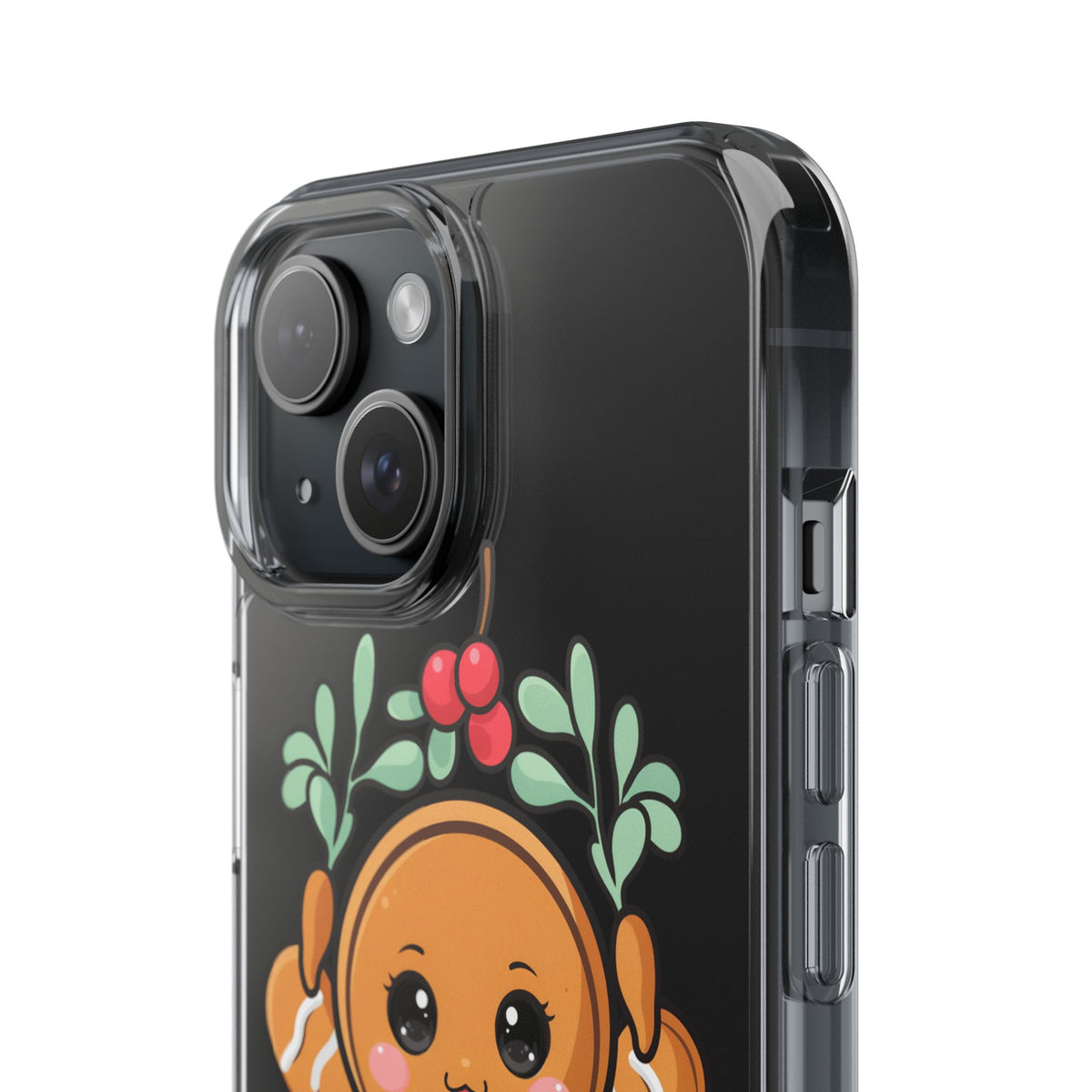Kawaii Gingerbread Phone Case with Mistletoe Cheer