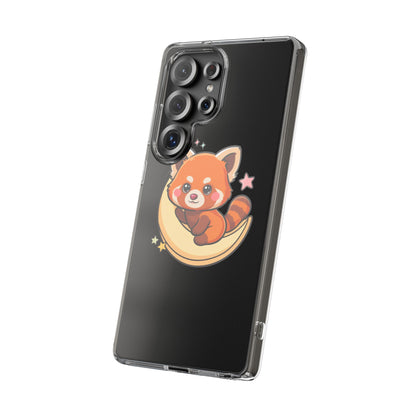 Red Panda Phone Case, Kawaii Moon Companion