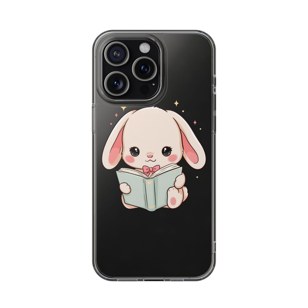 Kawaii Reading Bunny Clear Impact-Resistant Case