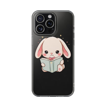 Kawaii Reading Bunny Clear Impact-Resistant Case