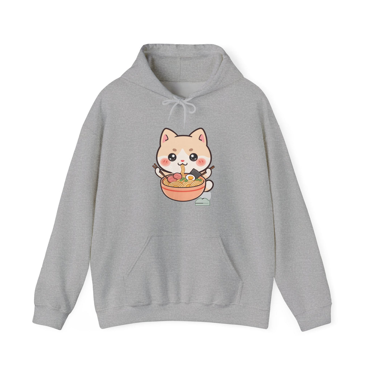 Kawaii Ramen Cat Hoodie, Cute Foodie Sweatshirt