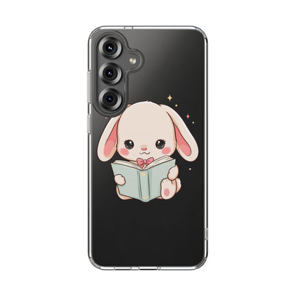 Kawaii Reading Bunny Clear Impact-Resistant Case
