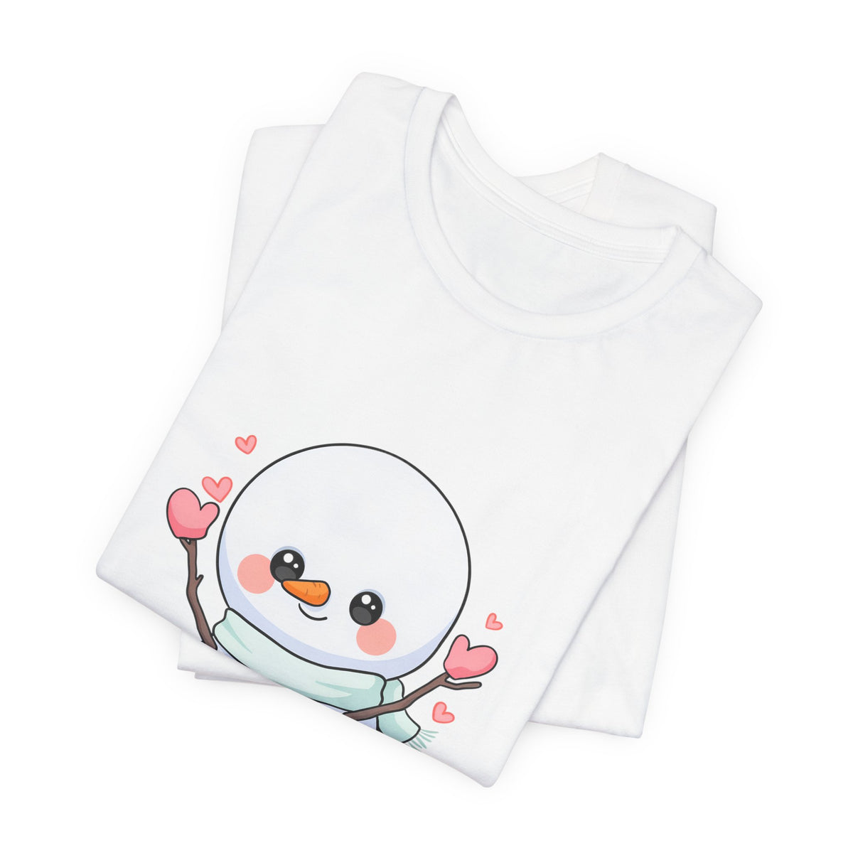 Kawaii Snowman T-Shirt, Cute Winter Sledding Tee